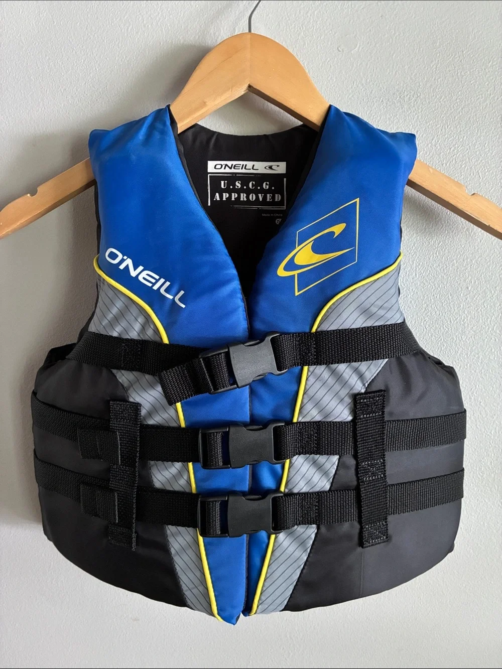 O’Neill Youth Life Jacket PFD 50-90 lbs USCG Approved Type III Blue Wakeboard